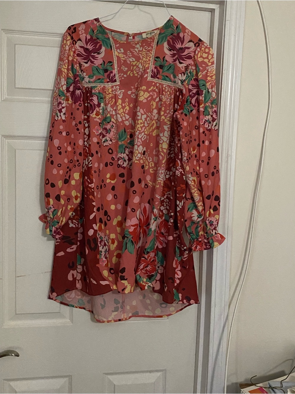 Umgee Coral Pink Floral Mixed-Print Tunic Dress